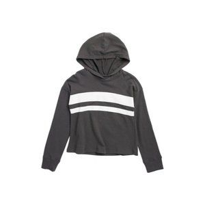 Melrose And Market Youth 14-16 Printed Pullover Hoodie Black Raven White Stripe